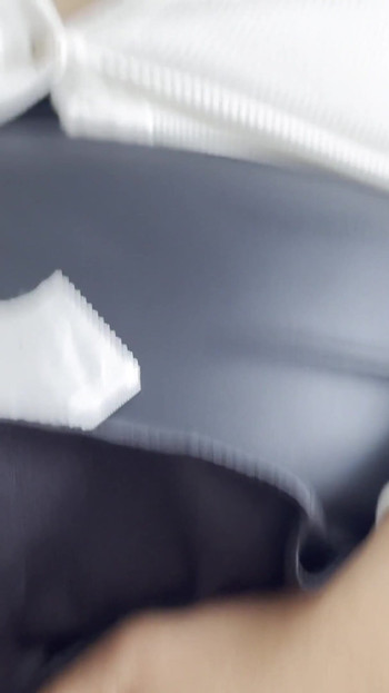 Thrilling moment from "If you want to fuck me, wear a condom. Stepbrother and step sister sex with talk"