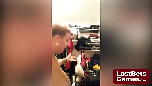 The final strip game loser, left in just her bra