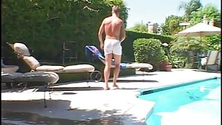 Young gay couple dick sucking and butt pounding outdoors