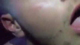 2 cocks 1 slut and lot of cum on his face