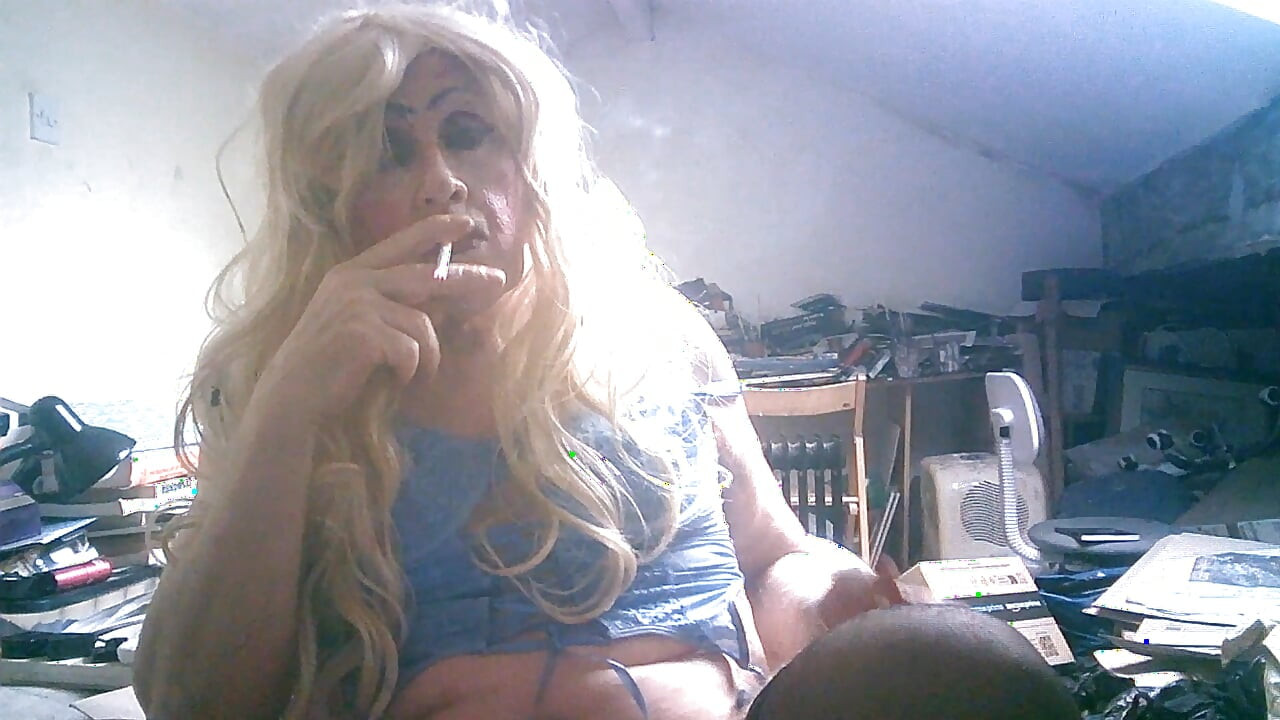 Sarah wanks her disgusting cock , she  just wants a guy, any guy, to suck it, before fucking her up her filthy  shitpipe  cunt