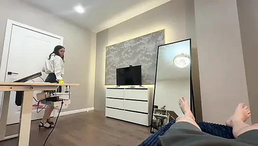 JOI's Wife Wearing Yellow Cleaning Gloves