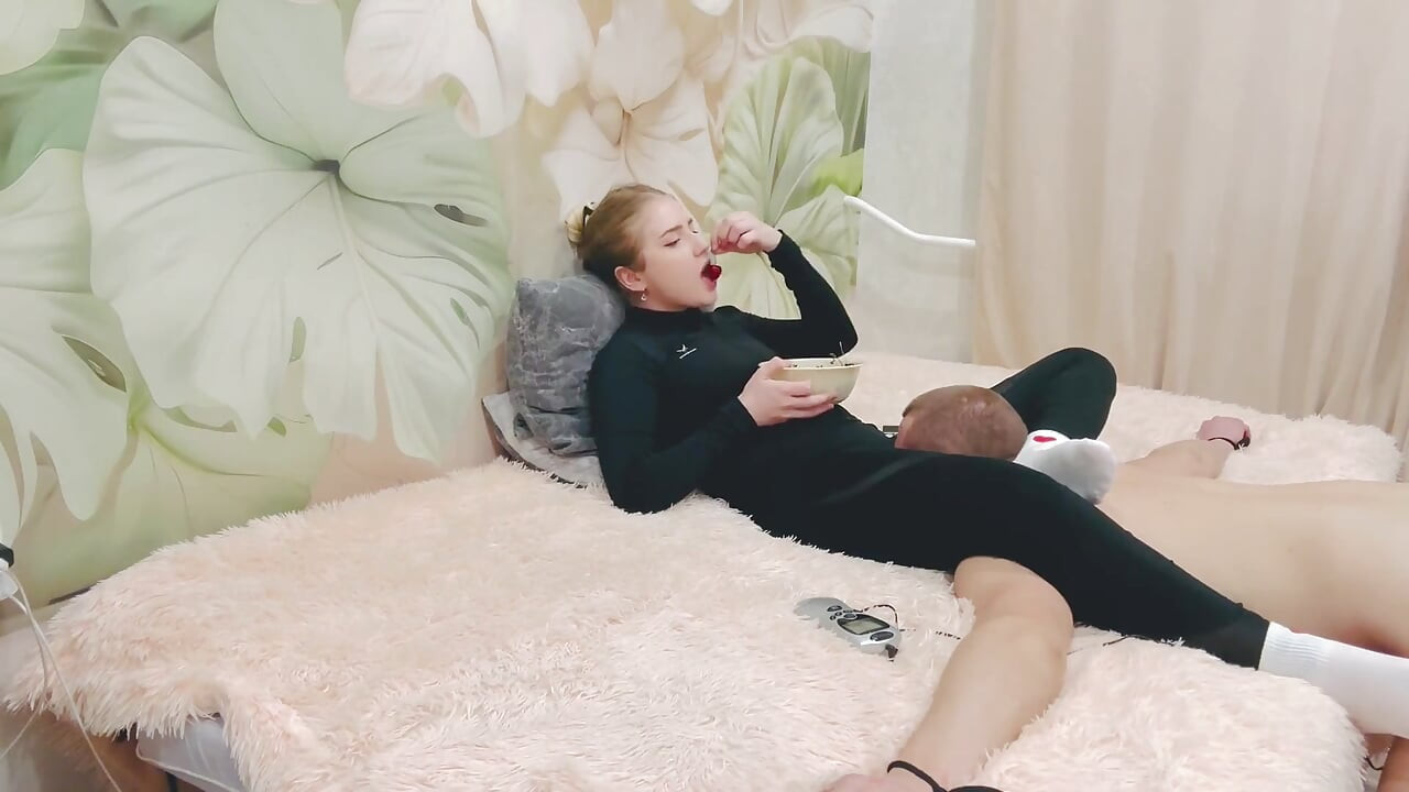 Electrical Stimulation of the Penis of a Tied Slave