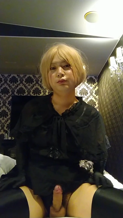 Captivating moment from "A big cross-dressing boy wearing a dress masturbated comfortably with an embarrassing appearance."