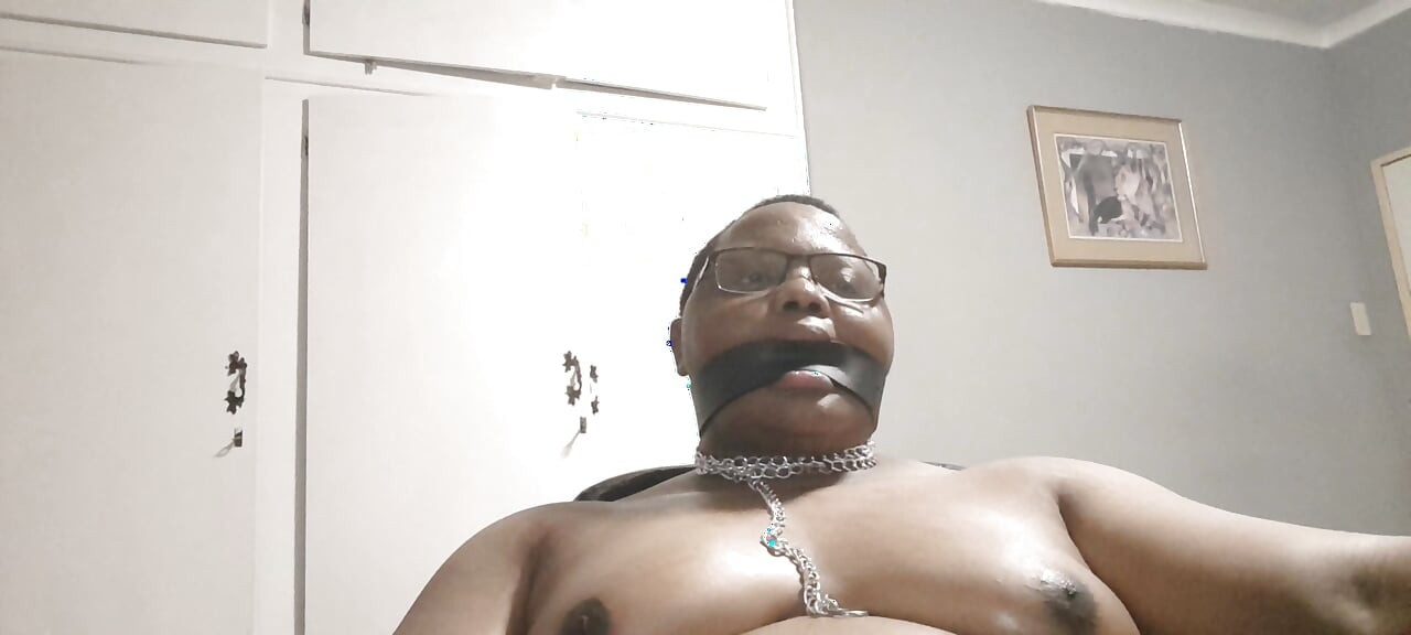 Leash and Gagged Butch Femme Breast Play