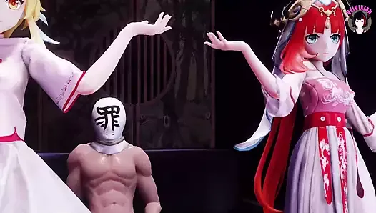 Genshin Impact - сексуальный танец + горячий тройничок (3D ХЕНТАЙ)