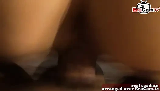 Real young couple in love goes to porn casting