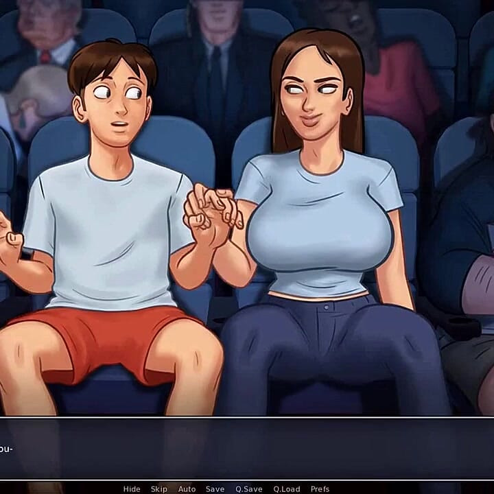 Summertime saga: anh kế móc cua chị kế của mình trong rạp chiếu phim