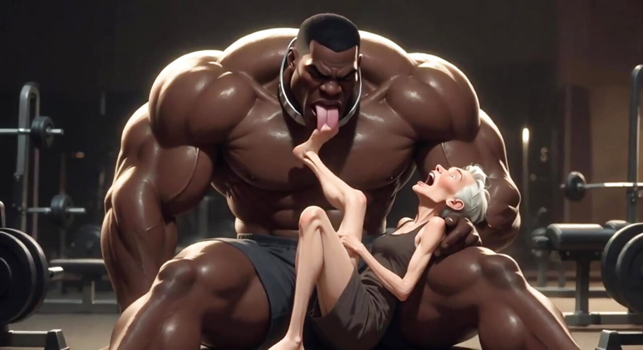 Granny Moaning in Pleasure - Strong Black Man Sucking Her Feet