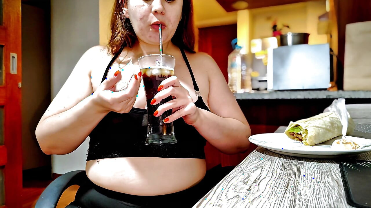 Nicole's Stuffed Belly Tease After Big Burrito Stuffing Session