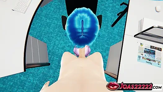 Office Slut Elisa in 3D Animation - Handjob Stroking for Big Dick, Sloppy Blowjob with Moans and Footjob Fetish