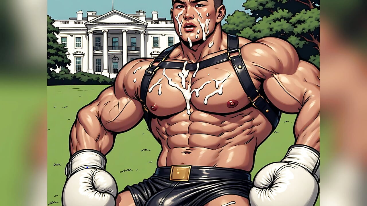 Asian Cum Covered Muscle Men Art
