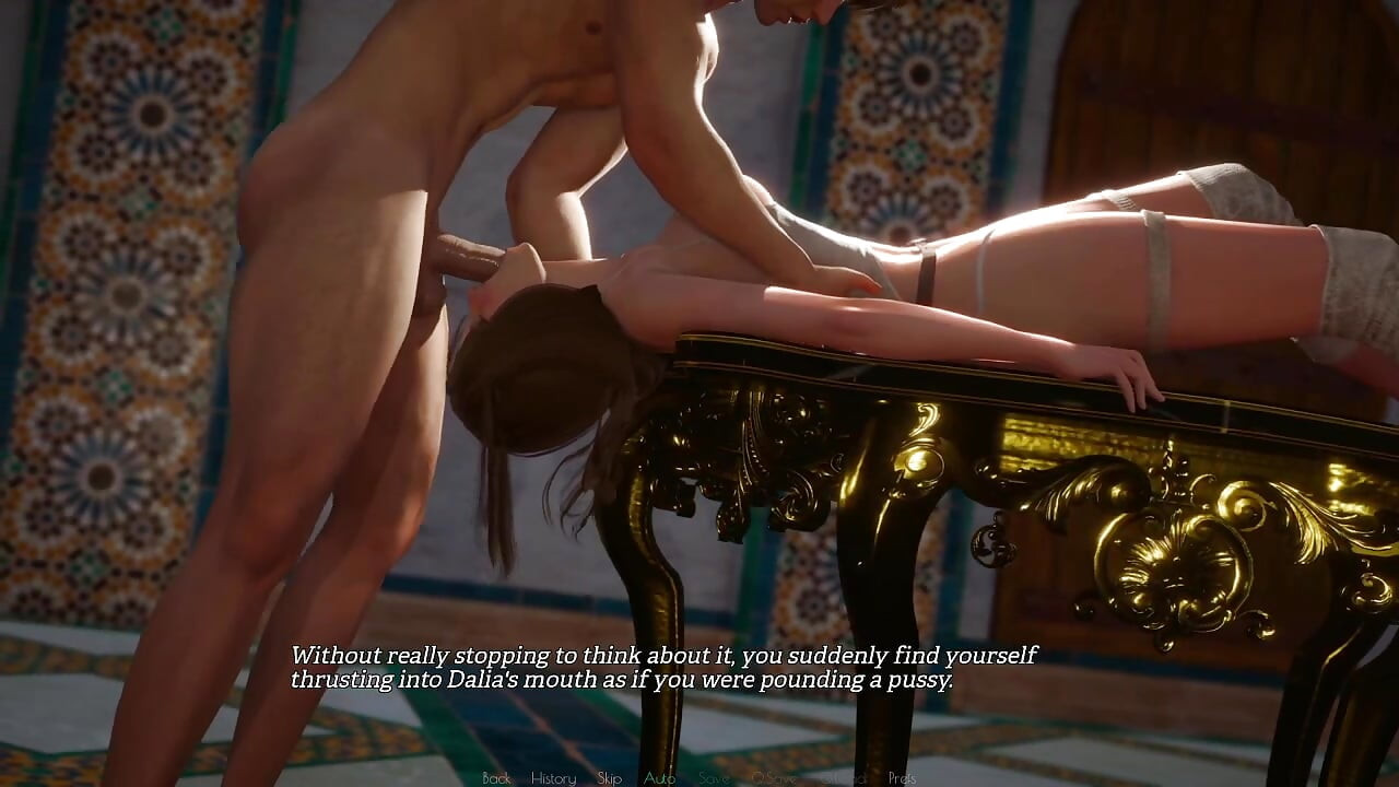 Blonde Slut Lies Back on Table, Takes Massive Cock Down Her Throat