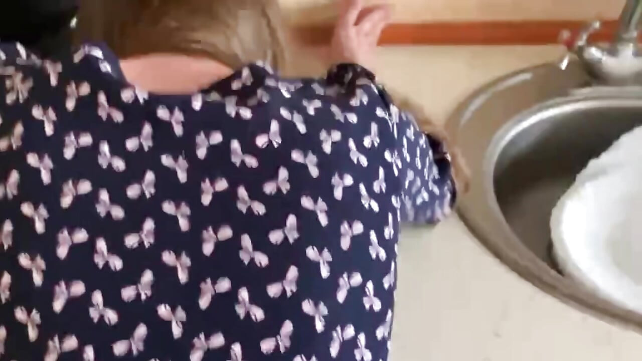 Classmates Fuck Standing Doggy Style in the Kitchen After School