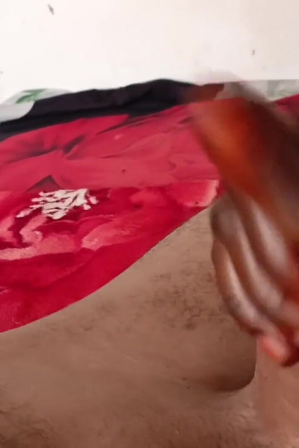 Ebony Jerking off Her White Cock