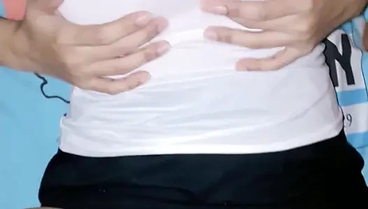 My Wife's Black Sexy Panties & White Top - Secret Crossdressing Jerk Off Session