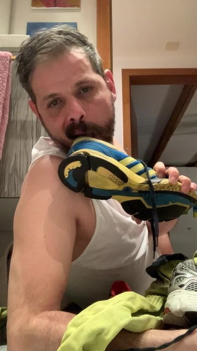 Smelling and licking my dirty old sneakers and socks