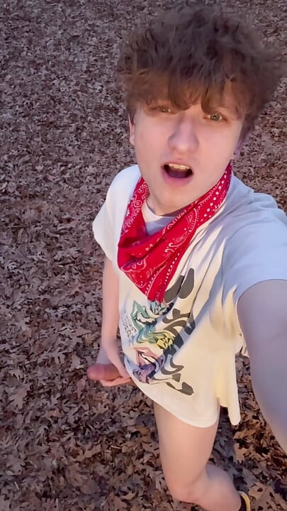College Boy Jerks off in Public Woods