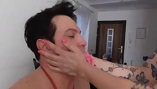 Mature Mistress Pushing Slave to Sex