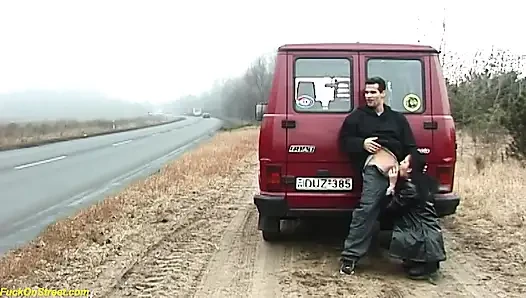 Crazy German couple fucking on street