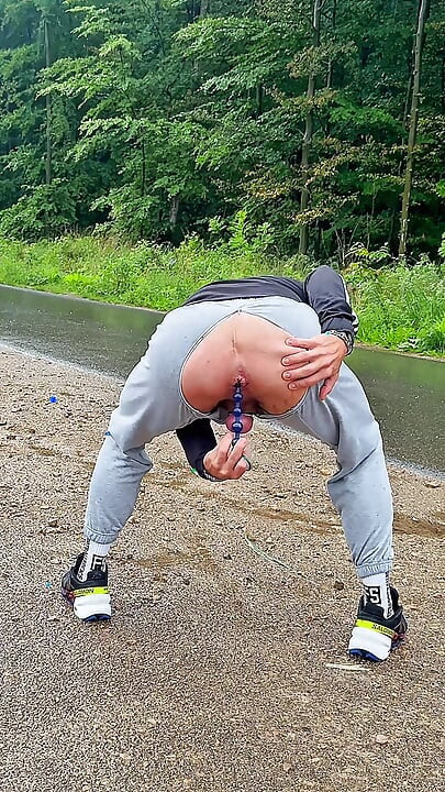 Chav-lad in a Tracksuit and White Socks Outside in Public Fun