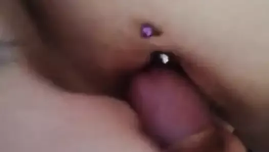 Big cumshot on clit  for German girl with piercing