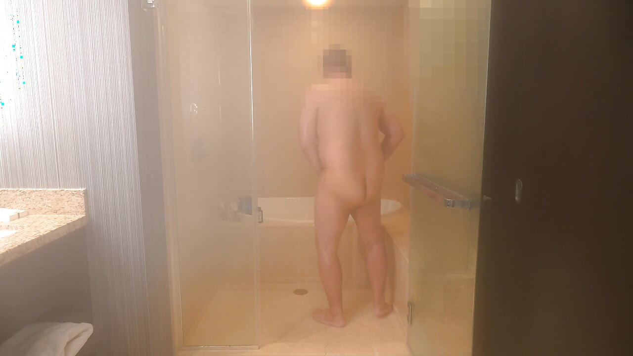 Asian Daddy Speedo Strip, Hot Shower and Masturbate