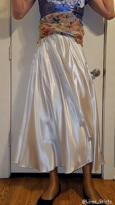Slippery smooth satin layers underneath my skirt
