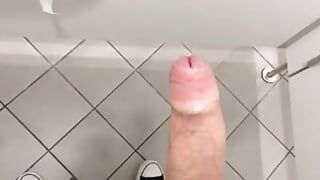 Une bite se branle dans des toilettes publiques