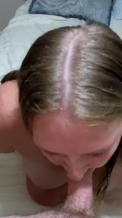 Iconic moment from "Hot blonde gives her best blowjob ever to make her ex jealous and gets cum in her face and hair"
