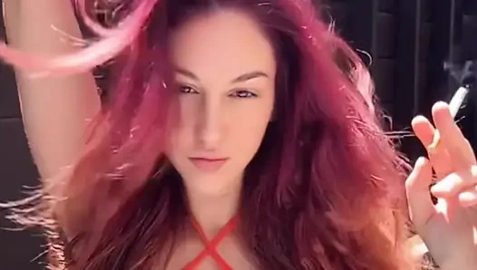 Italian Long hair big boobs Stepmom Artemisia Love smoking session outdoor