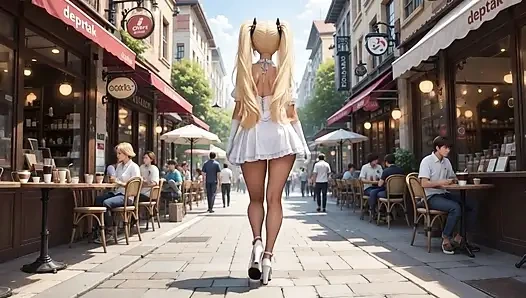 A walk with Rumi. She plays with her pussy