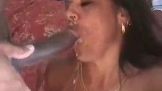 hotwife latin Milf cum in mouth from husband and BBC friend