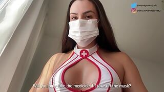 JOI Ролевая игра Медсестра Мэнди помогает вам подрочить и позволяет вам кончить ей в рот!