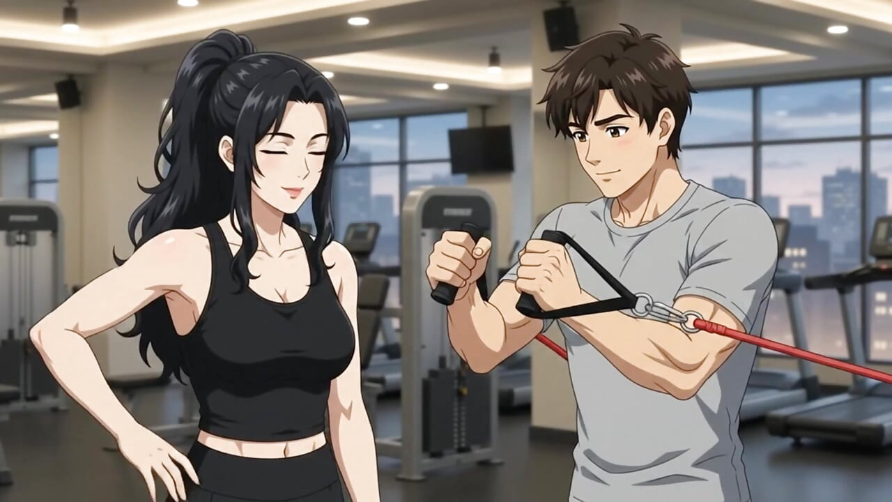 Private Trainer seduce hot boy while exercise and suck his dick