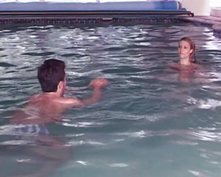 Wet French blonde enjoys anal fuck by the pool