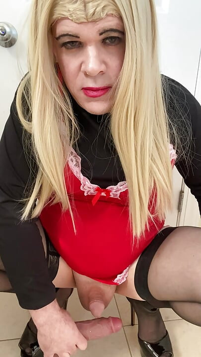 Part 1 Amateur Sissy Crossdresser in lingerie stockings high heels with small dick talks dirty sex talk