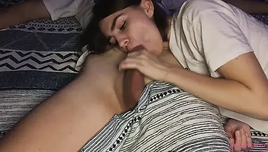 Teen Stepdaughter Makes Sweet Blowjob and Swallows All My Cum