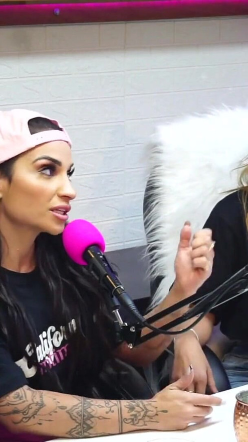 Flavia Oliver performs oral sex on Natasha Steffens during the recording of the California Podcast | Clip 1
