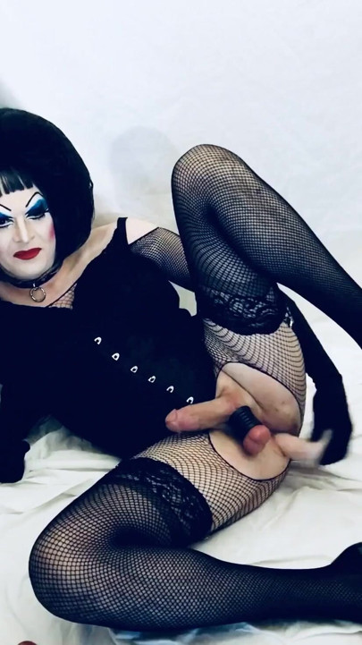 Heavy Makeup Whore Fucks Herself HARD with Dildo on cam | Clip 1