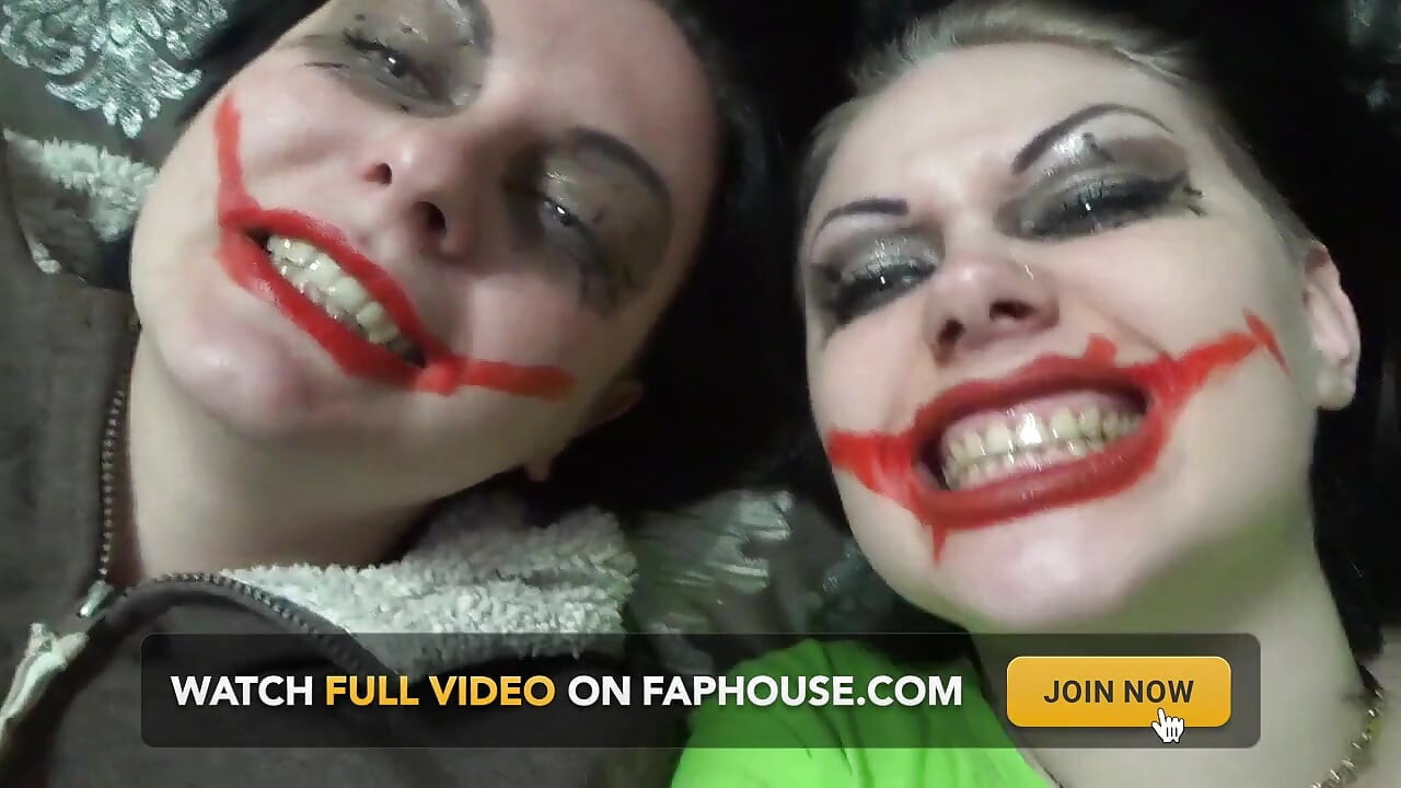 Two crazy clown girls dangle you above their hungry mouths before fighting over who will eat you alive