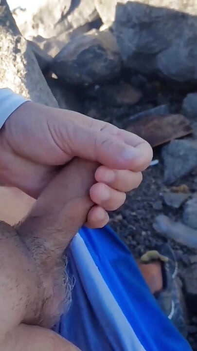 Ladysilva jerking off his cock in public