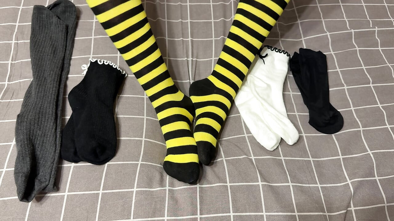 Trying on Collection of Socks, Choose Your Favorites