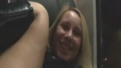 amateur blonde masturbating and fucking in train