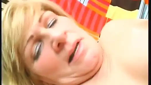 Horny blonde mature found a young cock to fuck