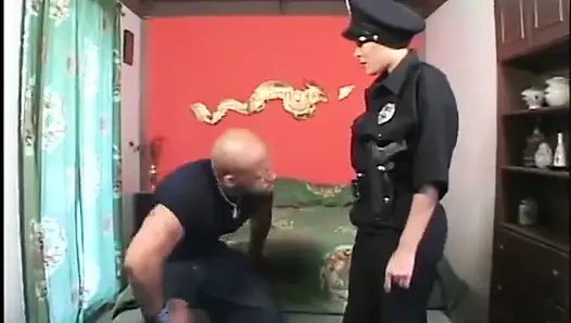 Hot light skinned black slut dressed like cop pussy fucked with black cock