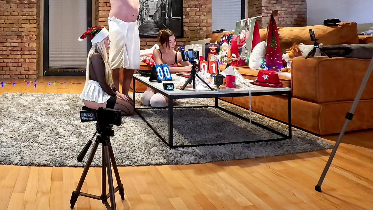 Two Girls One Guy Many Presents and a Mini Roulette Game with CFNM Handjob Challenge