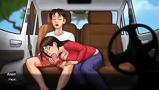 Ibu tiri mesum mengambil keuntungan dari fakta bahwa dia sendirian di dalam mobil dengan penyewa dan membuatnya berhubungan seks dengannya - kisah musim panas