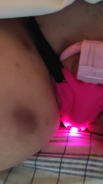 Sissy clit with the operable butterfly vibrator