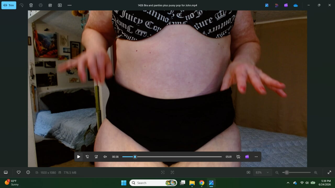 1426 Bra and Huge Panties from Dawn to John plus pussy pop